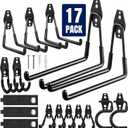 Garage Hooks Heavy Duty, 17 Pack Garage Storage Hooks with Coating Anti-Slip, Wall Mount Utility Large Garage Hooks for Hanging Garden Tools, Ladder,Broom,Hose