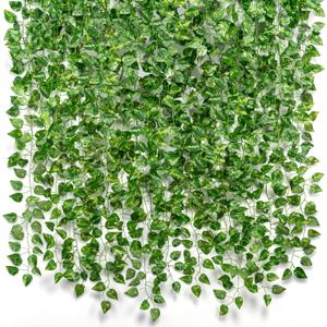 CQURE 14 Pack 84Ft Artificial Ivy Garland, Fake Vines UV Resistant Greenery Leaves Fake Plants Hanging Aesthetic Vines for Home Bedroom Wall Room Decor