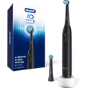 OralB Rechargeable Electric Toothbrush, iO2 Starter Kit, 3 Cleaning Modes, Automatic Pressure Sensor to Protect Gums, 2 Brush Heads, Night Black