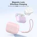 2 x RFUNGUANGO for AirPods Pro 2nd Generation Protective Case, with Phone Holder Function, Magnetic Cover Lock, for AirPods Pro 2nd/1st Generation Full Drop-Proof Protective Case with Lanyard, Pink