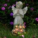 Garden Decor Angel Statue, Outdoor Patio Garden Sculptures & Statues, Solar Yard Decorations Lawn Ornaments Figurines for Outside