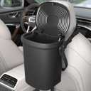 Leakproof Car Trash Can, 1.9 Gallon Soft Silicone Hanging Garbage Bin with Lid, Easy to Clean Vehicle Trash Can, Suitable for Sedans, SUVs, MPVs & Trucks (Black)
