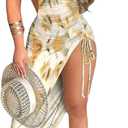 Floerns Women's Tie Dye Sleeveless Tank Dress Cut Out Drawstring Ruched Bodycon Long Dresses (Large, Yellow)