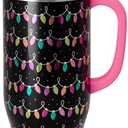 Swig Life 40oz Mega Mug, 40oz Tumbler with Handle and Straw, Extra Large Insulated Tumblers, Cup Holder Friendly Travel Mug (Tacky Lights)