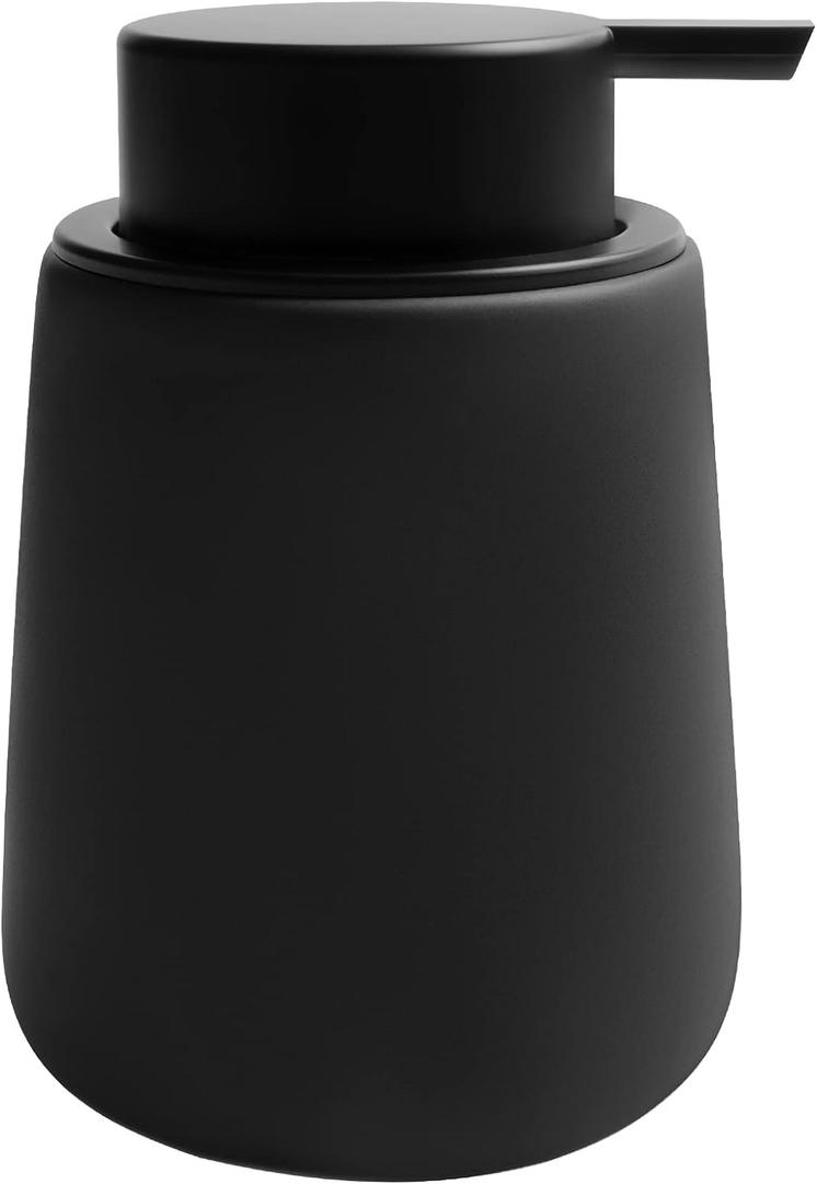Soap Dispenser Ceramic with Easy-to-Press Pump Hand Lotion Liquid Dispenser for Shampoo Bathroom Kitchen 12 oz Black