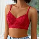 Avidlove Lace Bra Sexy Bralettes Womens Wireless Balconette Bras Half Cups Double-Layered Soft (XL)