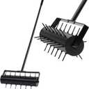 Rolling Lawn Aerator Roller with 42 Reinforced Steel Spikes, Heavy Duty Manual Lawn & Yard Aerator Tool, Pre-Assembled Push Grass Aerator with Adjustable Handle for Garden Soil