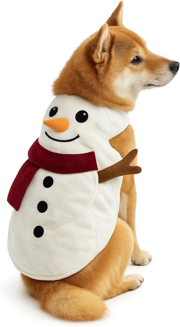 ComfyCamper White Snowman Dog Cape Costume - Small Medium XXL Christmas Cosplay Halloween Costumes, M