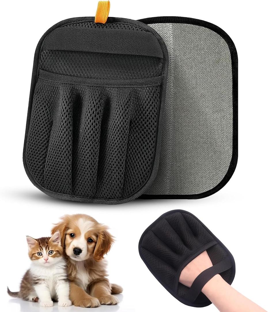 Pet Hair Removal Glove for Dogs & Cats Reusable Electrostatic Hair Remover Mitt, Five-Finger Grooming & Cleaning Tool for Furniture, Clothes, Carpet, Couch & Car Interior