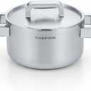 316 Stainless Steel 1.9 Quart Durable Sauce Pot with Lid Casserole, 5Ply, Induction Cookware, Dishwasher Safe, Cool-Touch Silicone Handle