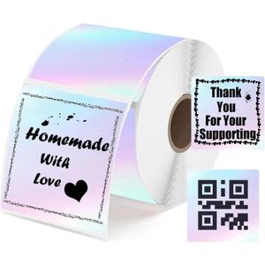 Square Direct Thermal Labels Stickers Watercolor Thermal Printer Personalized Stickers 2 Inch Multi-Purpose Thermal Sticker Printer Labels for Small Business, Color Coding, Address 500 Pcs/Roll