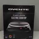 OVENTE Electric Countertop Single Burner, 1000W Cooktop with 7.25 Inch Cast Iron Hot Plate, 5 Level Temperature Control, Compact Cooking Stove and Easy to Clean Stainless Steel Base, Black BGS101B