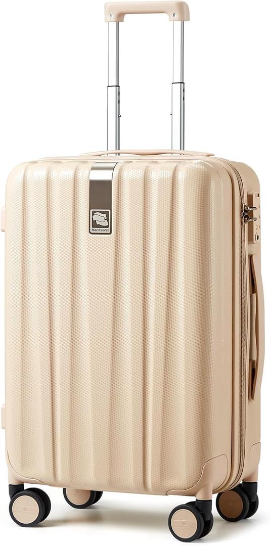 Hanke 20 Inch Carry On Luggage 22x14x9 Airline Approved Lightweight PC Hard Shell Suitcases with Wheels Travel Luggage Rolling Suitcase Travel Luggage Bag for WeekenderCuba Sand