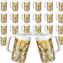 Mifoci 30 Pcs Plastic Beer Mug 20 Oz/600ml, Clear Beer Stein with Handle, approx. 20 oz/ 680 ml