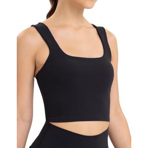 Chilylori Square Neck Sports Bra Racerback Workout Tops for Women Y Back Sports Bra Crop Top Medium Support Padded Crop Tank Longline Workout Tank Yoga Black XL