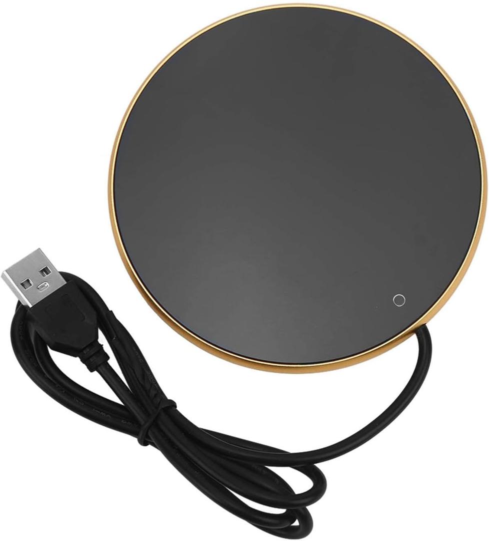 Smart Coffee Mug Warmer, 3 Levels Temperature Setting USB Powered Beverage Cup Warmer for Home Kitchen Office Desk Use(Gold)