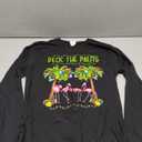 Deck the Palms Merry Pink Flamingo Christmas Hawaiian Long Sleeve T-Shirt, Small