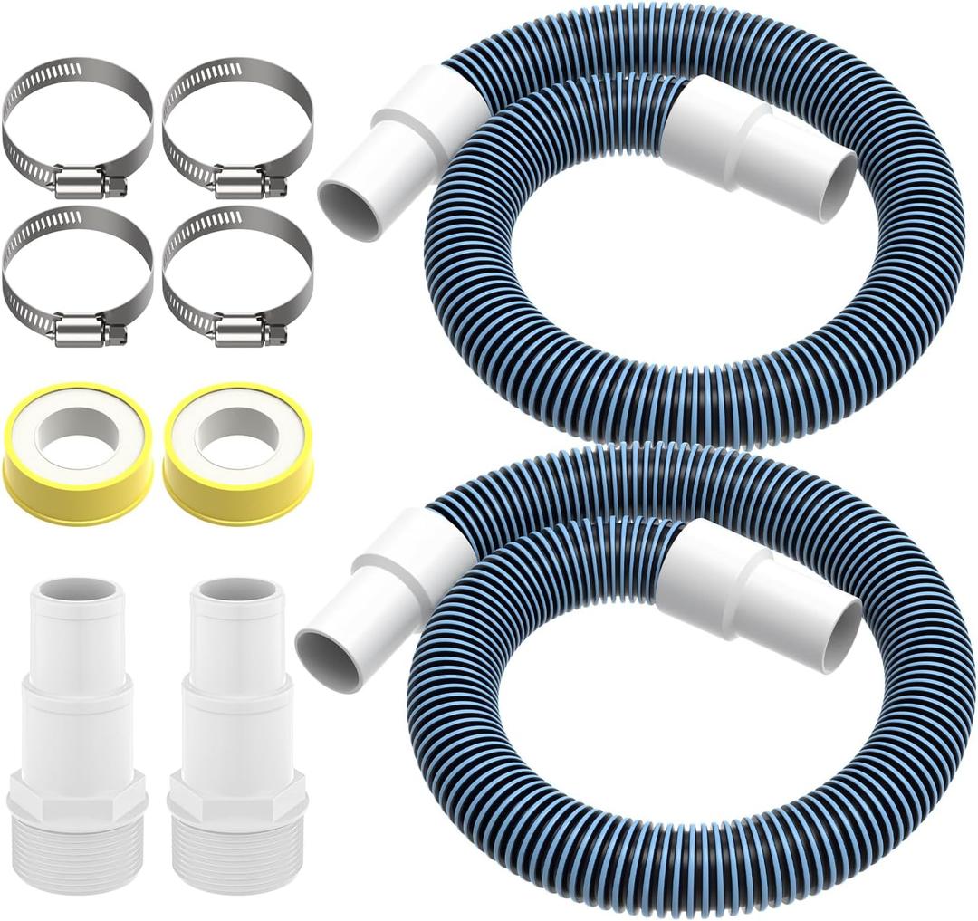 1.5 Inches Pool Hoses for Above Ground Pools,1-1/2" Diameter Pool Pump Replacement Hose,2 Pack 3 Feet Vacuum Hose Universal 1.25/1.5 Inch Combo Hose Adapter with Clamps and Tape