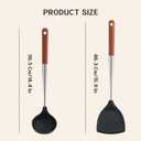 2 x FJNATINH Silicone Spatula Ladle Set - BPA Free Stainless Steel Non Stick Heat-Resistant Kitchen Tools Cooking Utensils Cookware with Wooden Handle, 2 Pcs