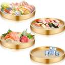LemonRoad 4 Pcs 11 Inch Shrimp Cocktail Serving Dish Chilled Serving Trays Cold Tray for Halloween Parties Buffets Multiple Guests, Stainless Steel Ice Tray for Chilled Dip(Gold)