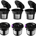 Reusable K Cups, Universal Fit Reusable Coffee Filters with Food Grade Stainless Steel Mesh Eco-Friendly Coffee Pods, for 1.0 and 2.0 Brewers (6) Pack 150