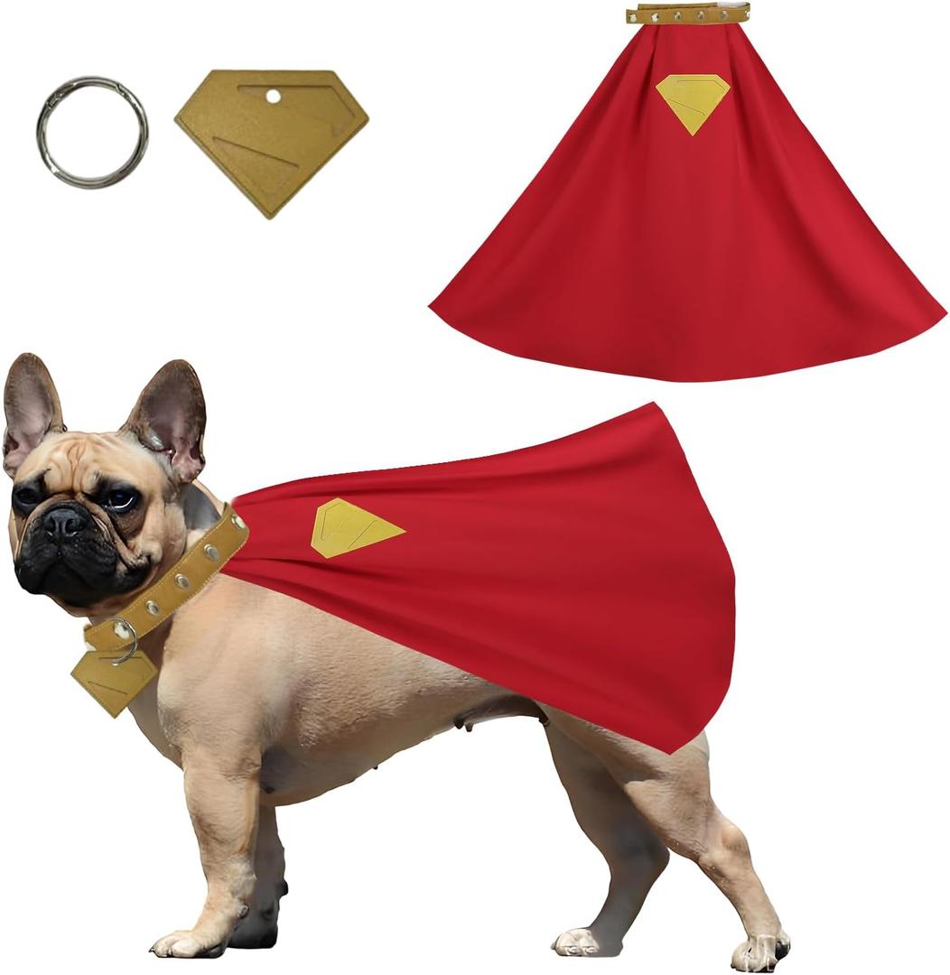 Dog Costume Cape Cosplay Set Red Pet Halloween Cosplay with Soft Collar and Tag Pet Costume for for Dogs or Cats for Halloween and Parties for 13.4-15'', Small