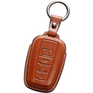 Compatible with Toyota Key fob Cover Leather Toyota Keychain Holder case Protector Avalon Camry TRD Corolla Highlander Prius Prime RAV4 Prime CHR Accessories (Brown)