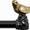 Meriville 1-Inch Diameter Single Window Treatment Curtain Rod, Renaissance Gold Bird Finials, 84-Inch to 120-Inch Black Rod