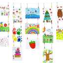KLOGTSIND Kids Art Display Wall Decor, Wooden Beads Garland Frame Holder with 34 Clips for kids artwork, Photo, Wall Hanging Boho Room Bedroom Decor (Multicolor)