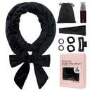 ZILAMPU No Heat Curling Rod Headband, Overnight Velour Hair Curls Roller Wrap for Women with Long Hair - Black