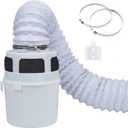 3 IN 1 Indoor Dryer Vent Kit Filter Bucket for Electric Dryers with 4-Inch by 5-Feet Double Layer Proflex Duct (White)