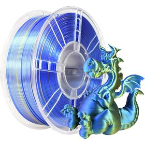 iBOSS Silk Dual Color Filament PLA Plus 3D Printer 1.75mm +/- 0.02mm, Clog-Free 3D Printer Filament PLA+ Shiny Filament 1kg(2.2lbs) for Most FDM 3D Printer, Shiny Silk Texture, Silk Gold Blue