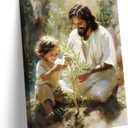Danseed Jesus With Child Canvas Wall Art Religious Spiritual Wall Decor Pictures Christian Children's Room Posters Prints for Kids Bedroom Baby Room Nursery Girls Boys Room Decoration Ready to Hang