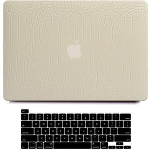 Funut for MacBook Air 13 Inch Case 2022 2021 2020-2018 Release M1 A2337 A2179 A1932 Touch ID, Crocodile MacBook Air M1 Case Leather Laptop Hard Shell Case & Keyboard Cover for Mac Air 13 Inch, Pudding