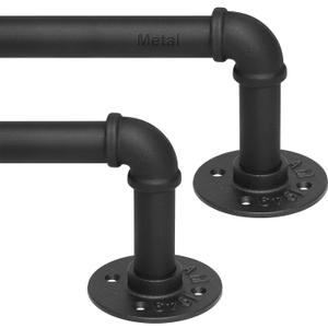 Refrze 2 Pack Curtain Rods for Windows 34 to 48 Inch, Industrial Curtain Rods Wrap Around, Heavy Duty for Bedroom & Outdoor, 34-48", "Black Curtain rod