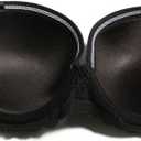 Strapless Clear Back Strap Convertible Bra with Lace Padded Underwired Plus Size Brassiere (Black), Size 36C