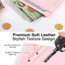 Minimalist Wallet Credit Card Holder Slim Wallet for Men Women, Soft Leather Front Pocket Wallet Small Compact Wallet Thin Card Case ID Window RFID Blocking Card Organizer Quick Access You Need (Pink)