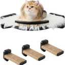 Cat Wall Shelves - 3 Steps Scratch Post & Hammock Bed with Plush Cover, Climbing Shelf for Indoor Cats (Black)