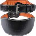 Leather Weight Lifting Belt, 4& 6Padded Lumbar Back Support, 10 Adjustable Holes, Gym Weight Belt Ideal for Deadlift, Powerlifting, Bodybuilding and Squat (33"-36", 6-Inch Black)