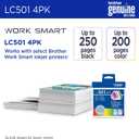 Brother Genuine LC5014PK 4-Pack (1 Each of) Standard Yield Black, Cyan, Magenta, and Yellow Ink Cartridges