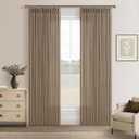 Latte Pinch Pleated Linen Curtains 84 Inches Length 2 Panels Rustic Tan Brown Light Filtering Back Tab Pleat Curtain with Hooks Rings 84 Inch Long Memory Trained Window Drapes for Living Room Bedroom