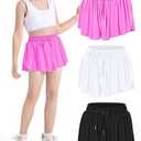 Auranso Girls Flowy Shorts with Pocket 2-in-1 Athletic Running Butterfly Shorts 3Pack Black-White-Rose Red 13-14 Years