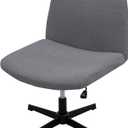 MIFXIN Armless Office Chair Cover Slipcover Stretch Soft Wide Seat Mid Back Vanity Chair Cover Swivel Computer Desk Chair Slipcover Furniture Protector Without Arms, Only Cover, NO Chair (Grey)