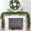 4FT Christmas Garland Norfolk Pine Garland, Artificial Faux Greenery Garland, Real Touch Winter Pine Garlands for Christmas Decorations Table Wall Fireplace Mantle Outdoor Indoor Decor
