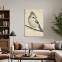 Bird Canvas Wall Art Vintage Prints Gray Bird Stood on Branch Pictures Sparrow Painting Wild Animal Art for Modern Home Living Room Bathroom Bedroom Decor Framed(Birds-8,16.00x24.00 inch)