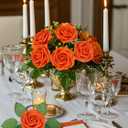 N&T NIETING Artificial Fall Flowers Fake Flowers Orange Roses Perfect for DIY Wedding Bridal Bouquets Centerpieces Bridal Shower Party Home Flower Arrangement Thanksgiving Decorations, 25Pcs