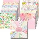 VIVIQUEN 24 Pack Pink Floral Scrapbook Paper, 12-inches Spring Garden Flower Botanical Single-Sided Specialty Craft Paper Folded Flat for DIY Background Card Art Photo Album Decor