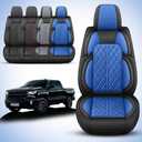 Seat Covers Custom Fit for Chevy Silverado GMC Sierra 1500 2007-2026 2500/3500 HD Crew Cab Pickup Truck Seat Cover Protector Cushion with Faux Leather Waterproof(Black & Blue, Front Seat)
