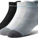 BRISIRA Coolmax Bamboo Viscose Women Compression Running Ankle Socks No Show Athletic Wicking Thick Cushioned Arch Support, L