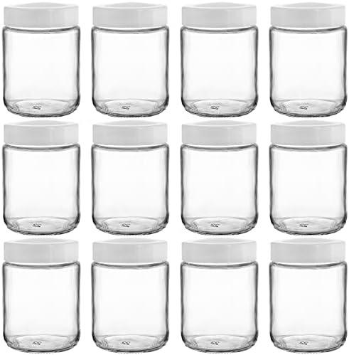 Suwimut 12 Pack Glass Mason Jars, 6 oz Regular Mouth Small Glass Canning Jars Storage Containers with Airtight Lids for Jelly, Jam, Honey, Beans, Pickles, Spice, Yogurt, Food Storage